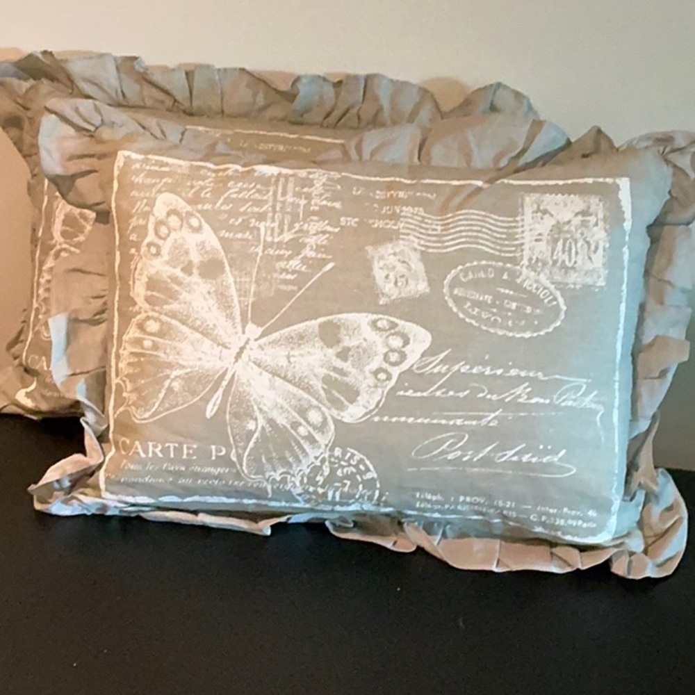NWOT.  Set of 2 Butterfly Print Decorative Pillows.